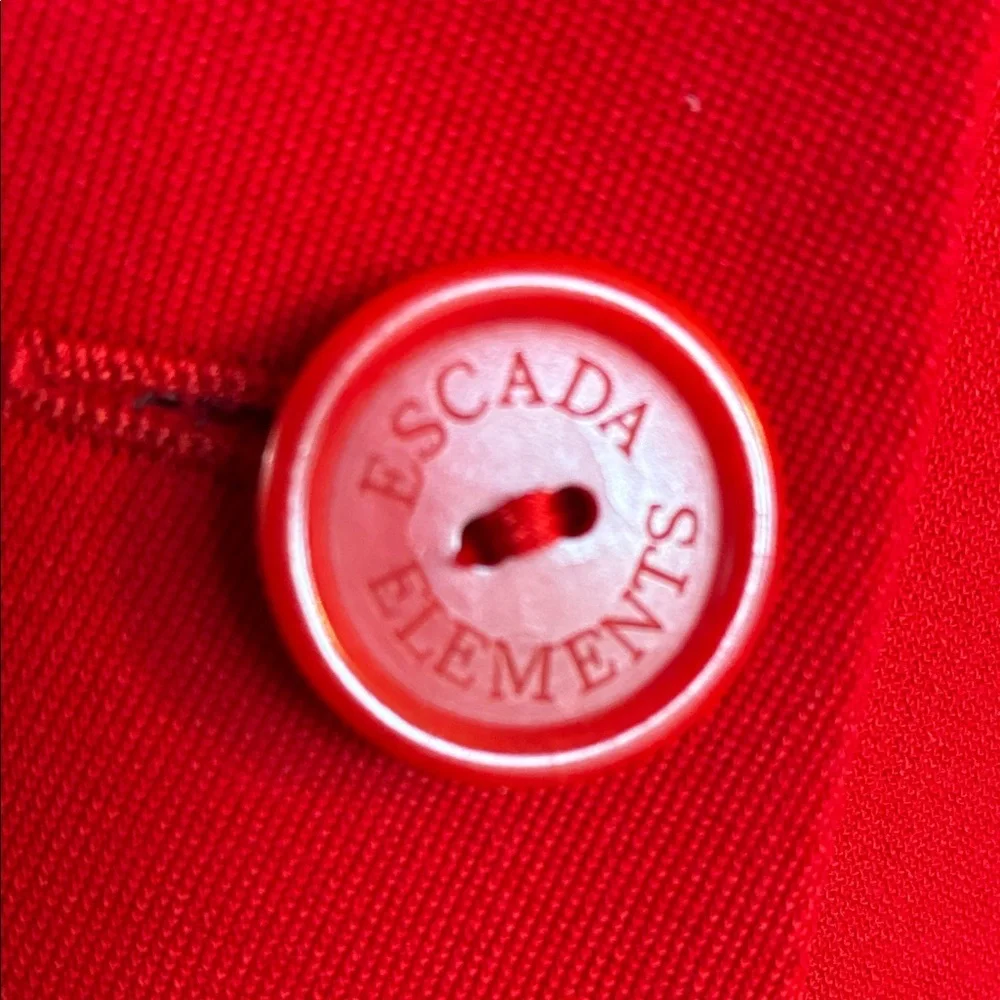 Escada Blazer, women's 34, red Classic, Tailored, Virgin Wool, Flap Pockets EUC